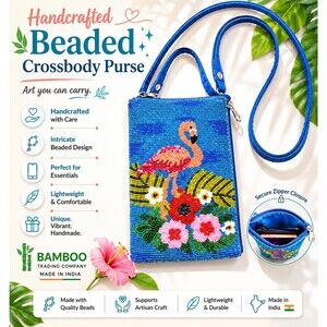 Bamboo Trading Handmade Crossbody or Wristlet Purse Flamingo Follies Club Bag